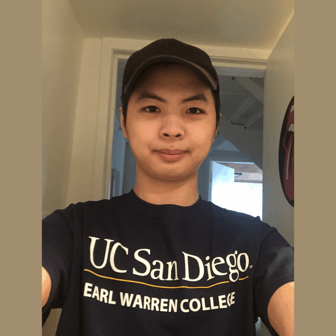Xie Jiajing in UCSD T-shirt